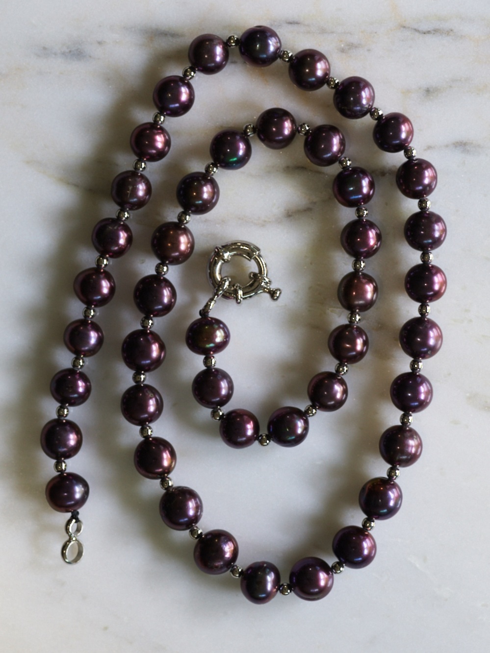 Elegant Dark Purple Fresh Water Pearl Necklace Vintage